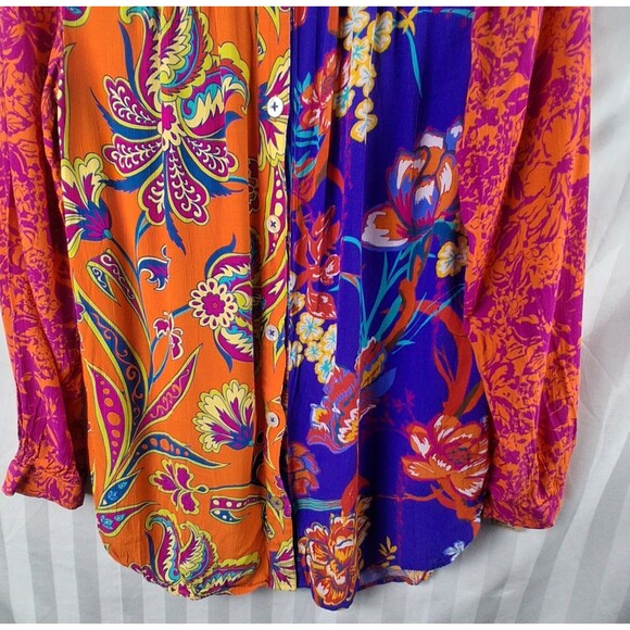 Soft Surrounding Multicolor Multi-print Button Front Shirt w/Embroidery Size M - Picture 3 of 10
